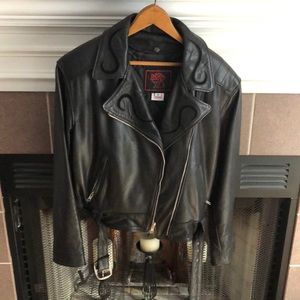 USA made leather biker jacket